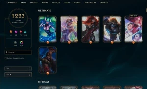 Conta no LOL 1223 skins - PLAT 4 - League of Legends