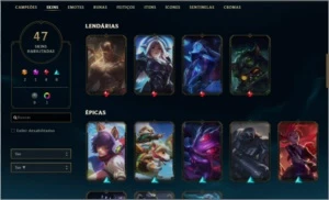 Conta com 47 skins / 2 epicas - League of Legends LOL