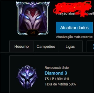 conta diamante 3 - League of Legends LOL