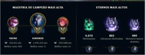 Conta league of legends 1kk KINDRED ex plat4 LOL
