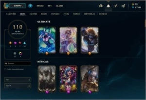 Conta de LOL +100 Skins/Todos os Champs/Ouro+ - League of Legends