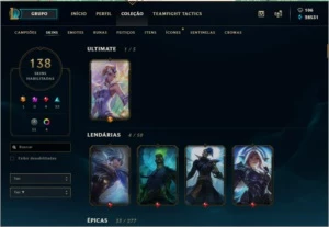 Conta de lol platina 4 todos champs/138skins - League of Legends