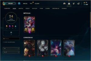 Conta platina 4 com 24 skins e 47 champs - League of Legends LOL