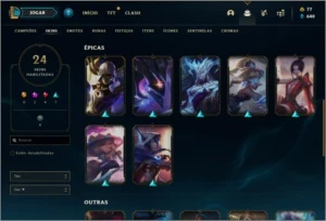 Conta platina 4 com 24 skins e 47 champs - League of Legends LOL