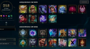 Conta antiga 2014 LoL lvl 277 com 180 skins 800k+ Lee Sin - League of Legends