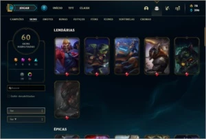Conta platina 4 120 champs e 60 skins - League of Legends LOL