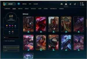 Conta platina 4 120 champs e 60 skins - League of Legends LOL