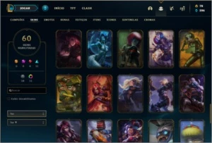 Conta platina 4 120 champs e 60 skins - League of Legends LOL