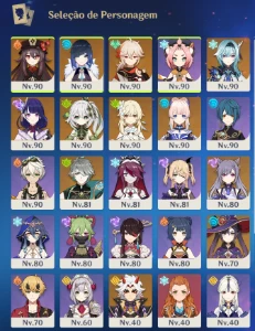 Conta Genshin Impact, Hutao C1, Yelan, Nahida, Raiden E +