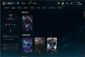 Conta bronze 3 com 86 Champs e 70 Skins - League of Legends LOL