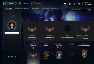 Conta bronze 3 com 86 Champs e 70 Skins - League of Legends LOL