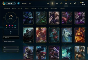Conta bronze 1 com 75 Champs e 76 Skins + 3 Prestigios - League of Legends LOL