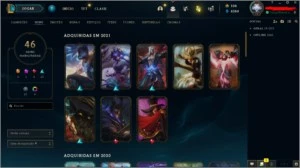 CONTA LOL 46 SKINS, 64 CHAMPIONS, FALTANDO 7 GAMES DA MD10 - League of Legends