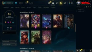 CONTA LOL 46 SKINS, 64 CHAMPIONS, FALTANDO 7 GAMES DA MD10 - League of Legends