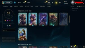 CONTA LOL 46 SKINS, 64 CHAMPIONS, FALTANDO 7 GAMES DA MD10 - League of Legends