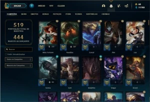 Conta ouro 4 com TODOS os champs e 116 Skins (Nivel 588) - League of Legends LOL
