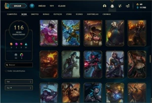 Conta ouro 4 com TODOS os champs e 116 Skins (Nivel 588) - League of Legends LOL