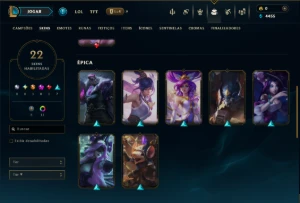 Ouro 4 com 55 Champs e 22 Skins - League of Legends LOL