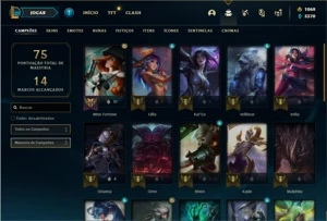 Conta bronze 4 com 31 Champs, 20 Skin + 1 Prestigio da Diana - League of Legends LOL