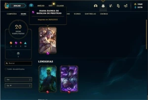 Conta bronze 4 com 31 Champs, 20 Skin + 1 Prestigio da Diana - League of Legends LOL