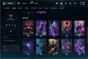 Conta bronze 4 com 31 Champs, 20 Skin + 1 Prestigio da Diana - League of Legends LOL
