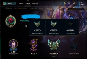 Conta LoL /Platina 4 soloq /Platina 5 FLEX/ Skin mística Kog