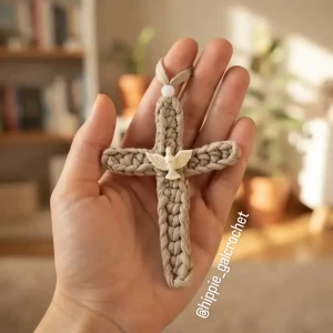 Kit 10 Pingentes Lembrancinha Cruz Espírito Santo em Crochê - Artesanato e Personalizados