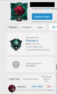 Conta SMURF 75% WINRATE PLAT 4 - League of Legends LOL
