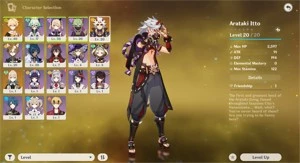 Conta Genshin AR10 Itto + Jean + Gorou T5 GARANTIDO - Genshin Impact