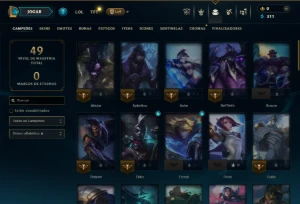 Ouro 3 com 60 Champs e 4 Skins - League of Legends LOL