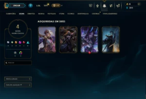 Ouro 3 com 60 Champs e 4 Skins - League of Legends LOL