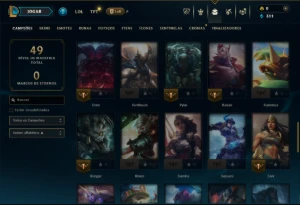 Ouro 3 com 60 Champs e 4 Skins - League of Legends LOL