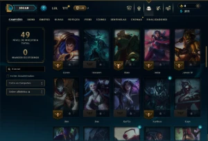 Ouro 3 com 60 Champs e 4 Skins - League of Legends LOL