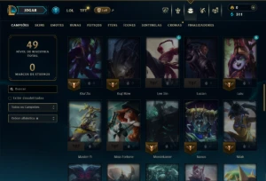 Ouro 3 com 60 Champs e 4 Skins - League of Legends LOL