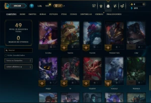 Ouro 3 com 60 Champs e 4 Skins - League of Legends LOL