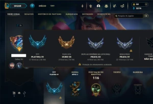 Prata 4 com 70 Champs e 33 Skins + 9 Espolios - League of Legends LOL