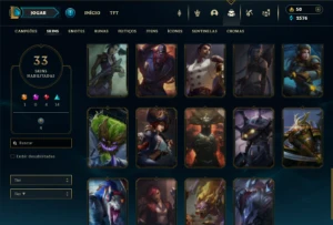 Prata 4 com 70 Champs e 33 Skins + 9 Espolios - League of Legends LOL