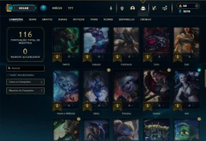 Prata 4 com 70 Champs e 33 Skins + 9 Espolios - League of Legends LOL