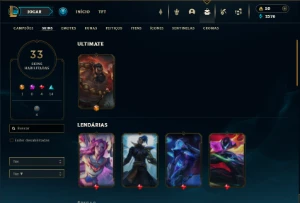 Prata 4 com 70 Champs e 33 Skins + 9 Espolios - League of Legends LOL