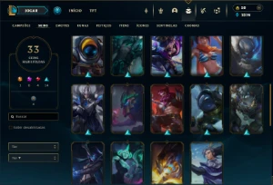 Prata 4 com 70 Champs e 33 Skins + 9 Espolios - League of Legends LOL