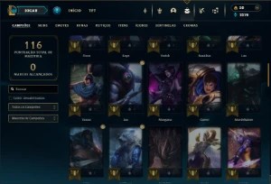 Prata 4 com 70 Champs e 33 Skins + 9 Espolios - League of Legends LOL