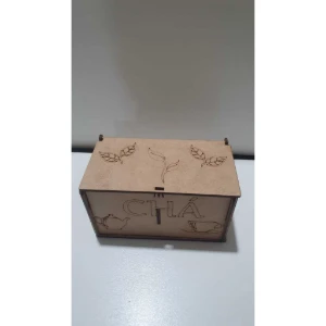 Caixa de chá mdf com divisória personalizada 15x08x08 - Artesanato e Personalizados