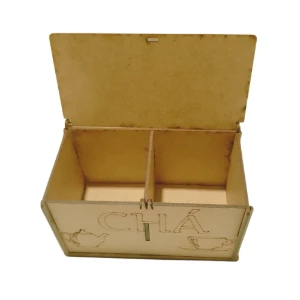 Caixa de chá mdf com divisória personalizada 15x08x08 - Artesanato e Personalizados