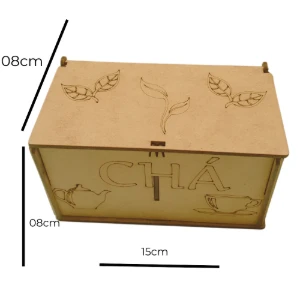 Caixa de chá mdf com divisória personalizada 15x08x08 - Artesanato e Personalizados