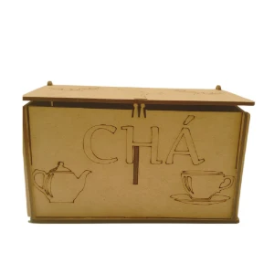 Caixa de chá mdf com divisória personalizada 15x08x08 - Artesanato e Personalizados
