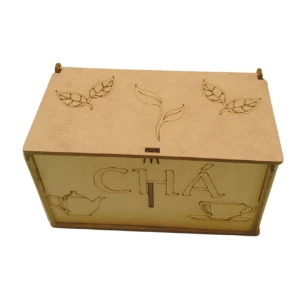 Caixa de chá mdf com divisória personalizada 15x08x08 - Artesanato e Personalizados