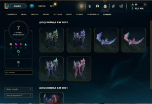 Ouro 1 com 30 Champs e 9 Skins - League of Legends LOL