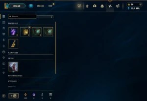 Ouro 1 com 30 Champs e 9 Skins - League of Legends LOL