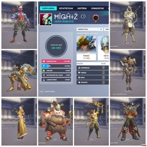 Overwatch lvl 290|5 Golden Guns|+35 skins Lendárias|Platina - Blizzard