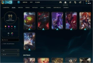 Conta Ouro, Nível 74, com 22 vskins I BR - League of Legends LOL